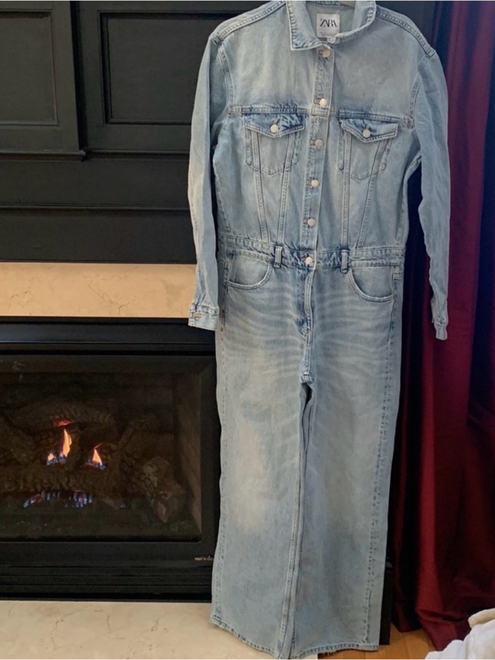 Zara Medium to Light Blue Denim Women's Jumpsuit / Flight suit Size Large NWT